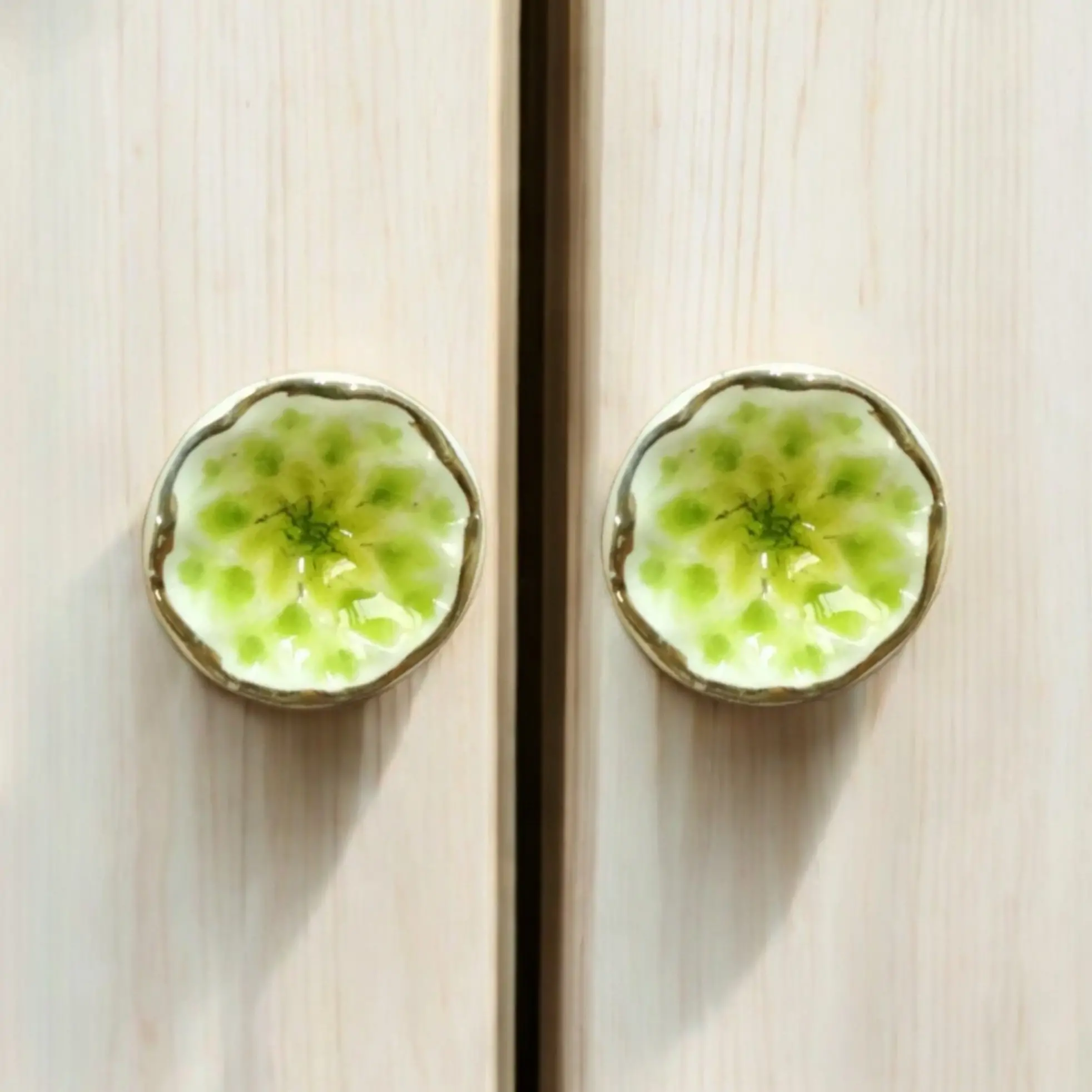 lime green crackle glaze ceramic knob