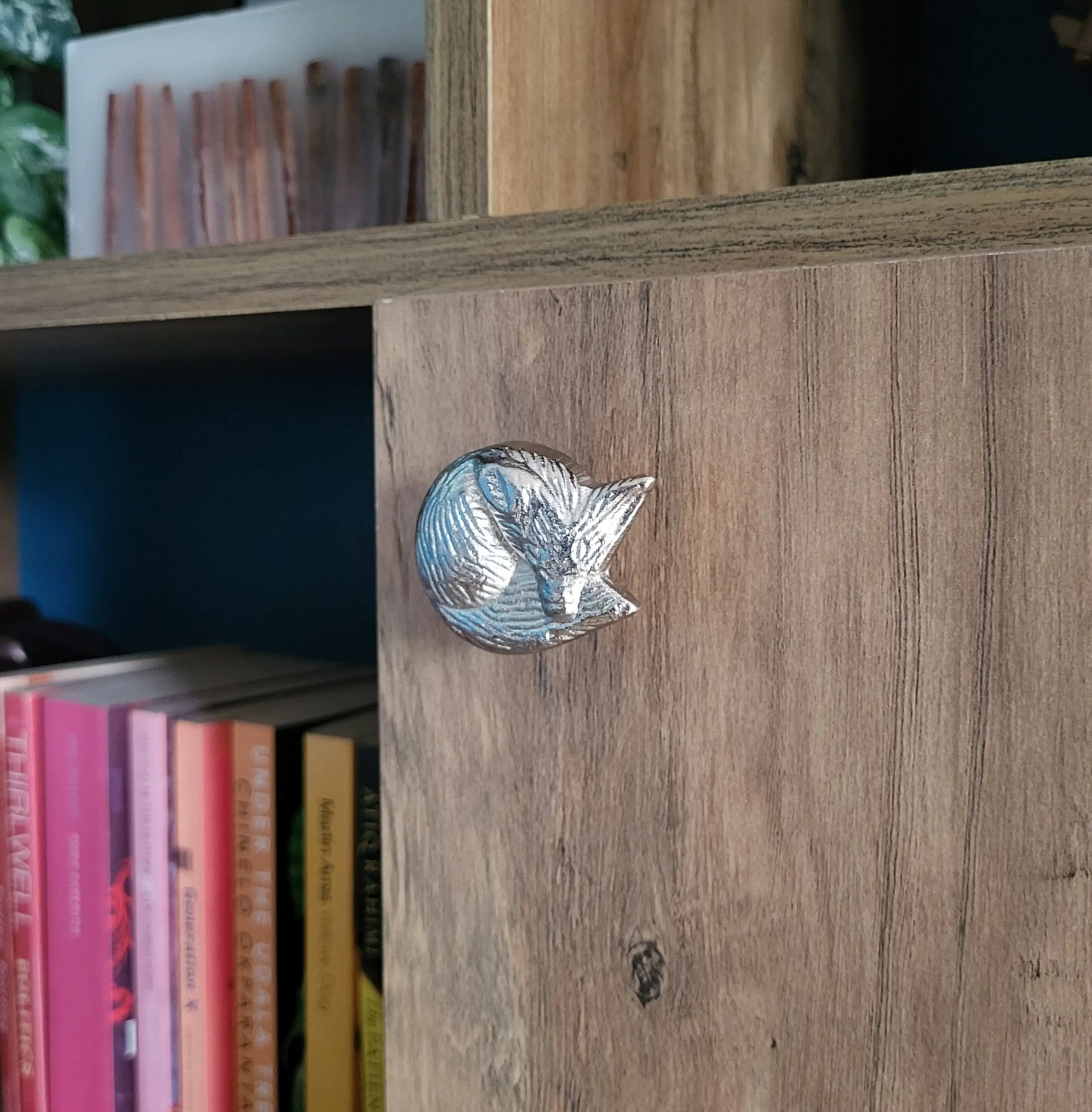 The Silver Fox Drawer Pull Sleeping Fox Cupboard Door Knob