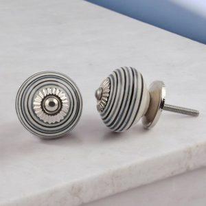 The Multi Lined Symmetrical Striped Knob Ceramic Hardware