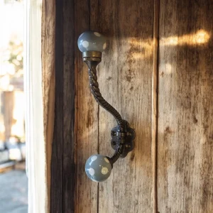 Grey white polka dot coat hook