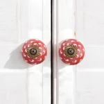 Red white ceramic drawer pulls