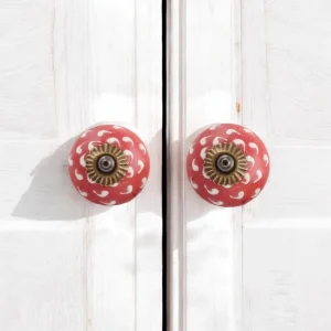 Red white ceramic drawer pulls