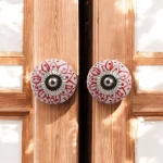 White Red ceramic door knobs