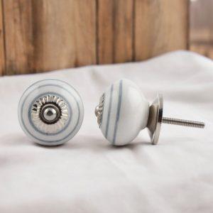 The Silver Grey Symmetry Striped Ceramic Cabinet Door Knob