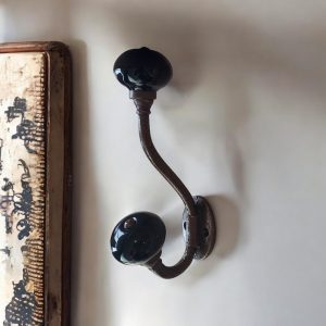 black ceramic knob hook