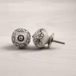 The Embossed Black Flowers Pull Ceramic Cabinet Door Knobblack-floral-ceramic-knob