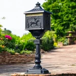 black pedestal metal mailbox vintage