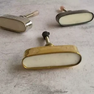 brass oval white stone pull