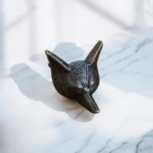 bronze metal fox head drawer pull