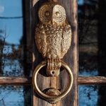 copper metal owl door knocker