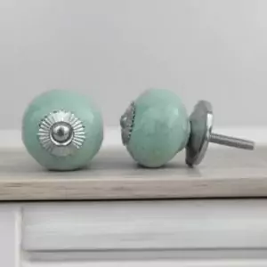 The Cracked Sage Sage Green Ceramic Knob Crackle Glaze