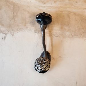 decorative filigree silver black ceramic hook