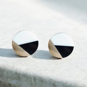 geometric black white brass knob