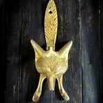 gold fox head door knocker
