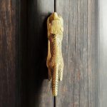 golden brass fox door knocker