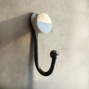 hammered brass white stone coat hook