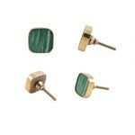 The Forest Green Cube Marbled Green & Brass Cabinet Knob