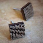 The Etched Wood Square Geometric Etched Pine Cabinet Knob