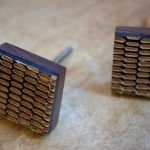 The Etched Wood Square Geometric Etched Pine Cabinet Knob