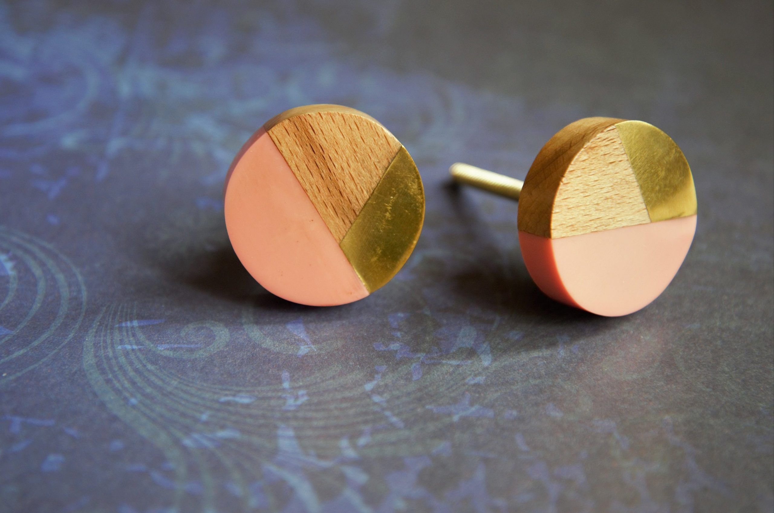 The Pink Brass Geo Knob Contemporary Drawer Pull Hardware