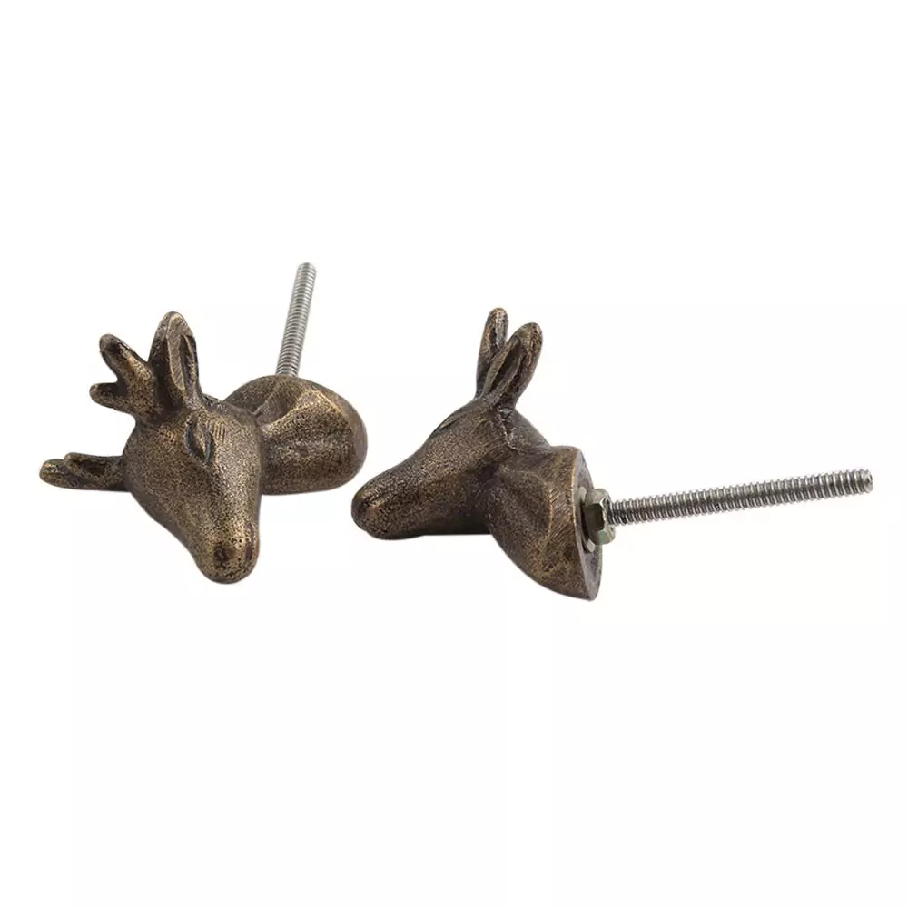 The Bronze Deer Head Antique Iron Deer Head Cabinet Knob