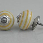 The Yellow Spiral Yellow & White Striped Ceramic Drawer Pull