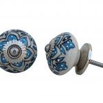 The Blue Lotus Pull Blue Flower Design Ceramic Door Knob