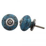 The Molten Blue Distressed Ceramic Cabinet Knob Drawer Pull