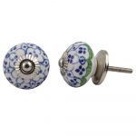The Leafy Edge Blue & Green Decorative Ceramic Drawer Pull