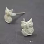 The White Screech Owl Pull Aged Owl Shaped Cabinet Knob