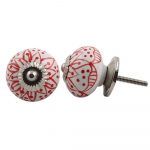 The Rouge Poinsetta Red & White Geometric Flower Door Knob