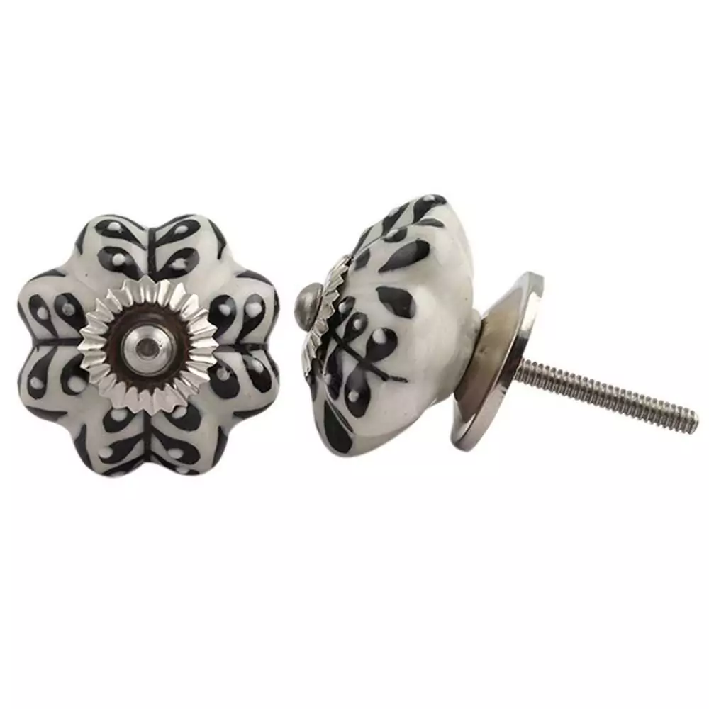 The Black Iris Flower Shaped Decorative Ceramic Door Knob