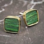 The Forest Green Cube Marbled Green & Brass Cabinet Knob