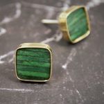 The Forest Green Cube Marbled Green & Brass Cabinet Knob