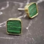 The Forest Green Cube Marbled Green & Brass Cabinet Knob