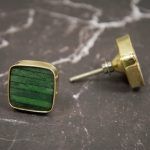 The Forest Green Cube Marbled Green & Brass Cabinet Knob
