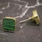 The Forest Green Cube Marbled Green & Brass Cabinet Knob