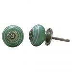 The Teal Glazed Symmetry Striped Ceramic Cabinet Door Knob