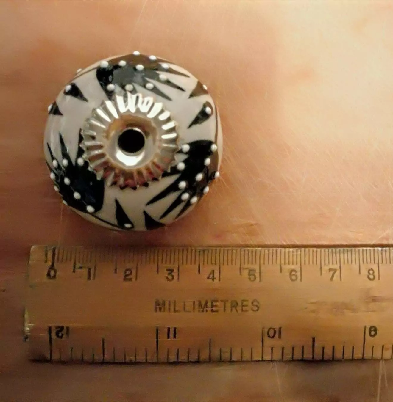 The Black Dahlia Knob Black & White Ceramic Drawer Pull