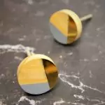 The Grey Brass Geo Geometric Brass & Wood Cabinet Knob
