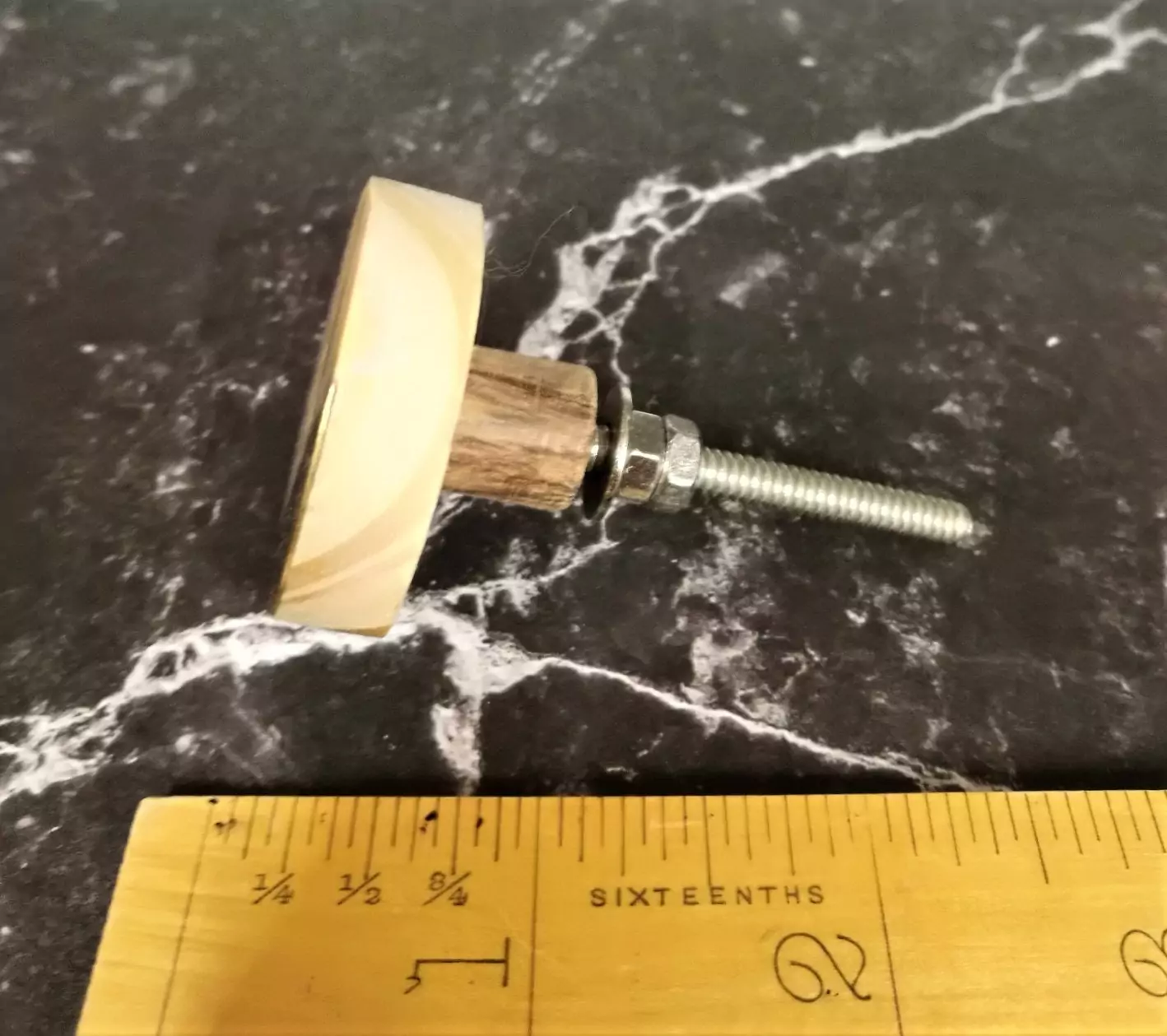 The Grey Brass Geo Geometric Brass & Wood Cabinet Knob