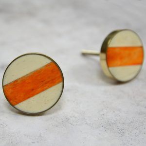 The Orange Divide Knob Burnt Orange Stripe Brass Drawer Pull