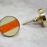 The Orange Divide Knob Burnt Orange Stripe Brass Drawer Pull