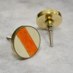 The Orange Divide Knob Burnt Orange Stripe Brass Drawer Pull