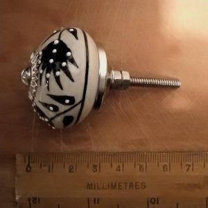 The Black Dahlia Knob Black & White Ceramic Drawer Pull