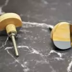 The Grey Brass Geo Geometric Brass & Wood Cabinet Knob