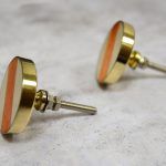 The Orange Divide Knob Burnt Orange Stripe Brass Drawer Pull