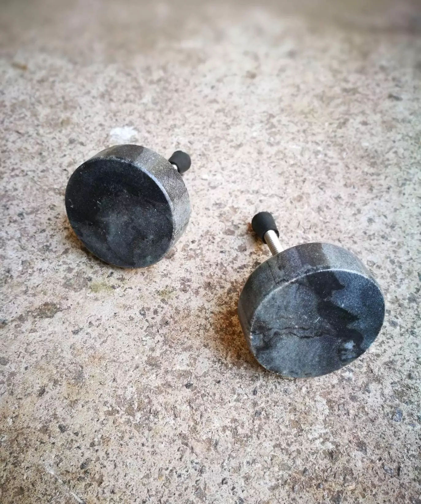 The Grey Marbled Stone Circular Door Knob Classic Stone Pull