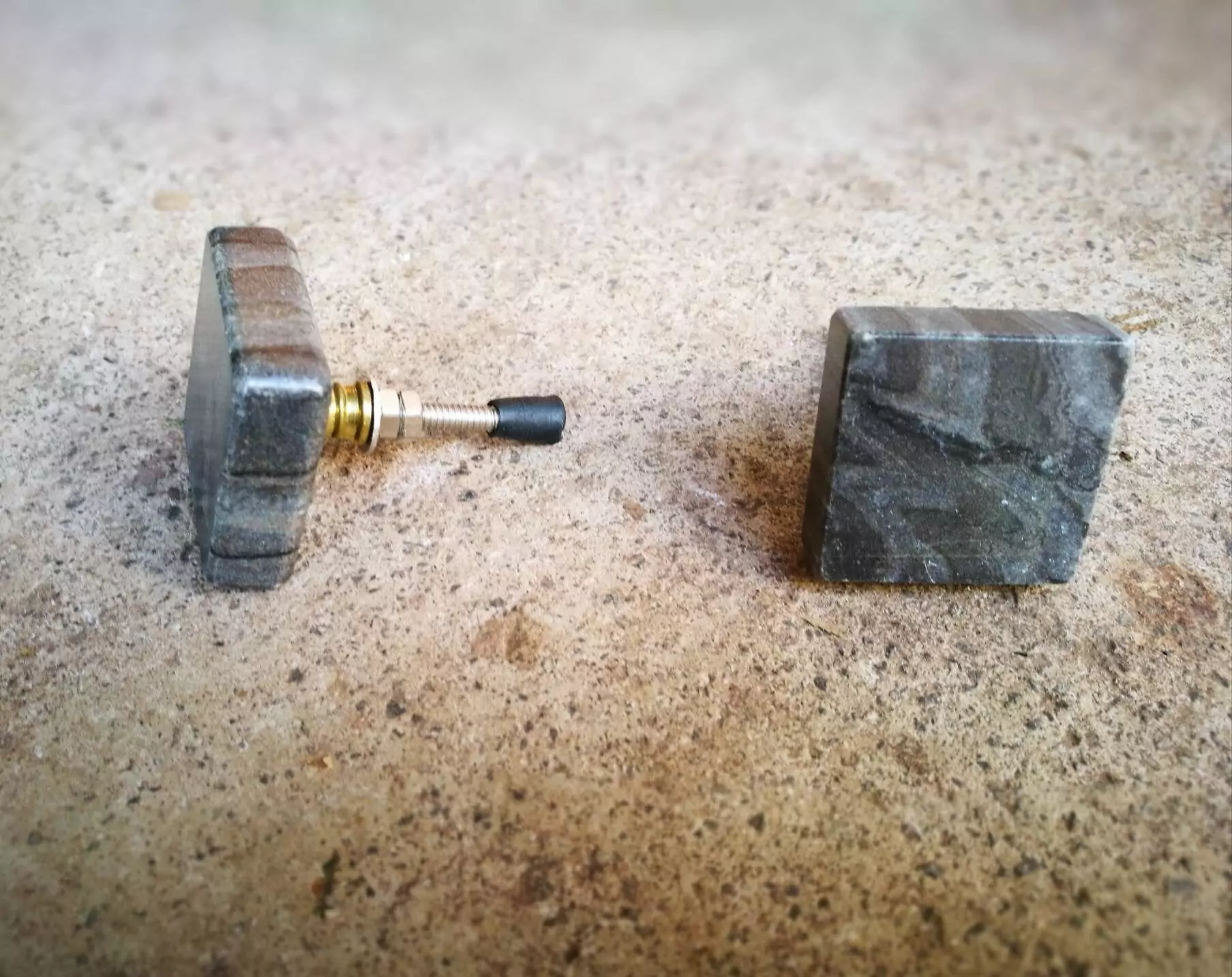 The Grey Square Marbled Stone Knob Stone Cabinet Hardware