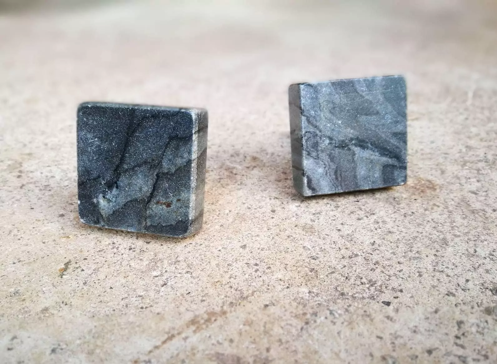 The Grey Square Marbled Stone Knob Stone Cabinet Hardware